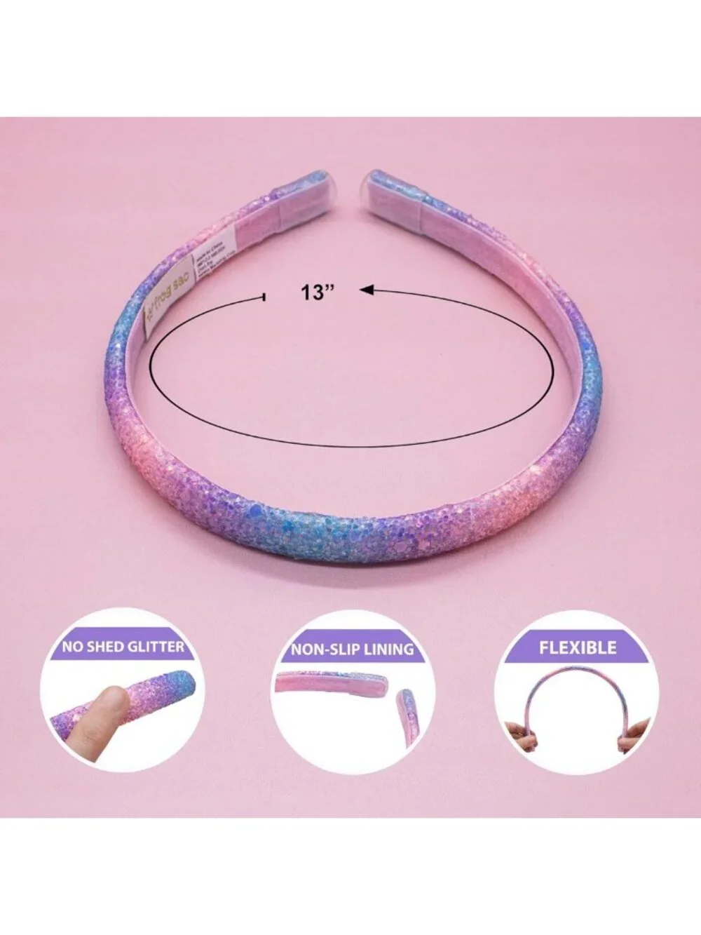 6 Colorful Glitter Headbands for Girls - Toddler Hair Accessories & Gifts